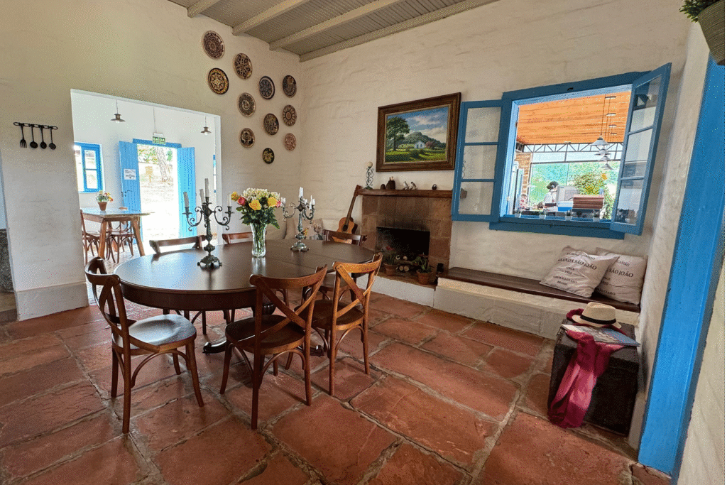 Interior do resturante da Fazenda São João. 