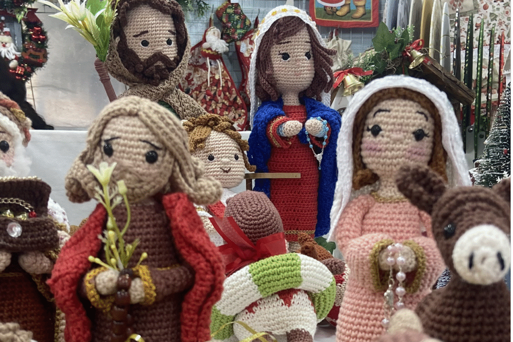 Presépio de amigurumi nas Feiras Especiais de Natal